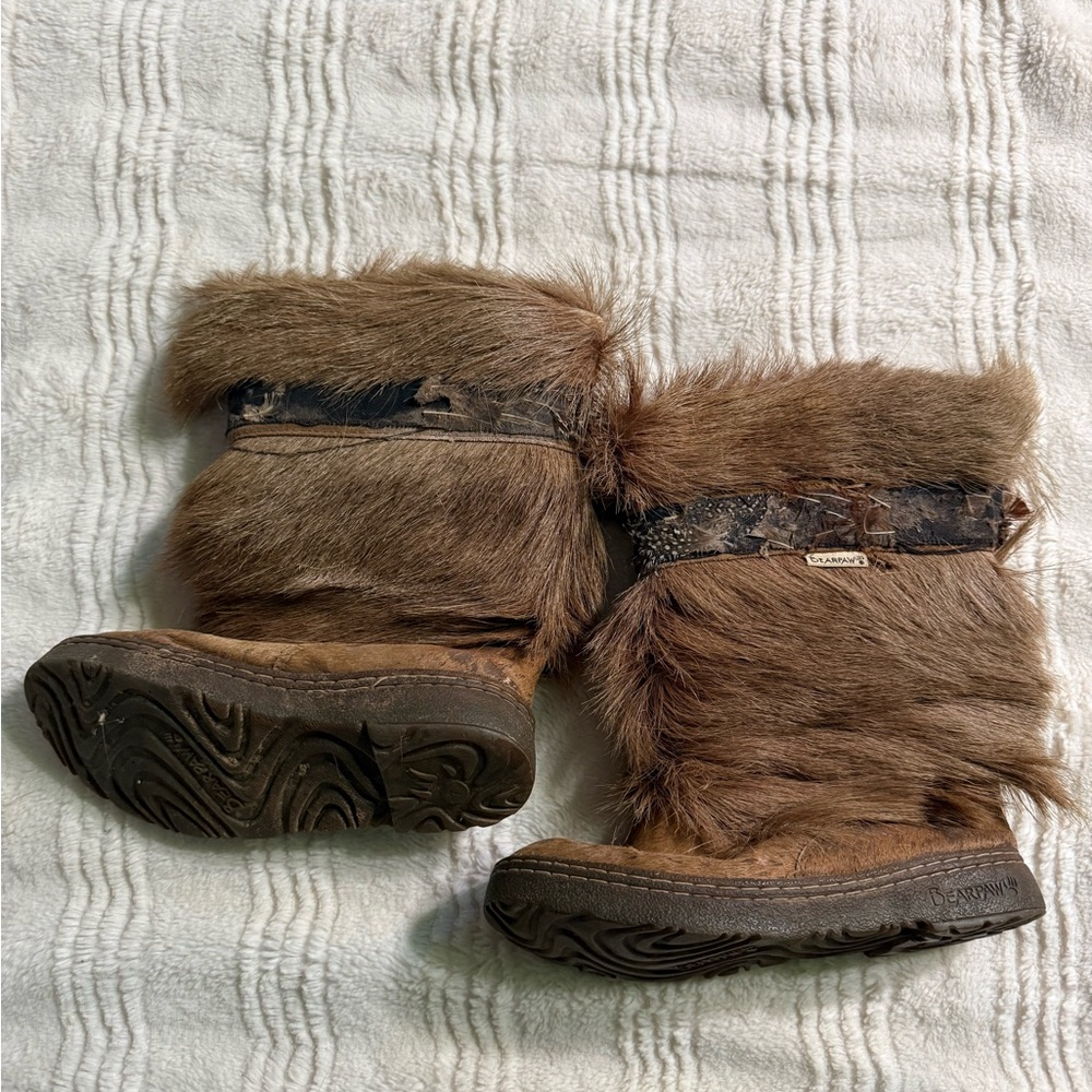 BearPaw Brown Fur Heeled Boots